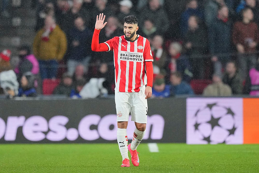 UEFA Champions League UCL soccer PSV Eindhoven vs Liverpool match photo: Ismael Saibari 