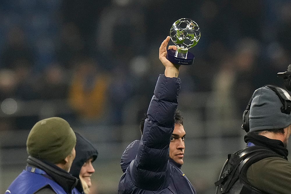 Champions League 2024-25: Inter Milan's Lautaro Martinez celebrates a win - | Photo: AP/Luca Bruno