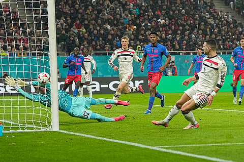 Europa League 2024-25: Manchester United's Diogo Dalot scores his side's first goal 