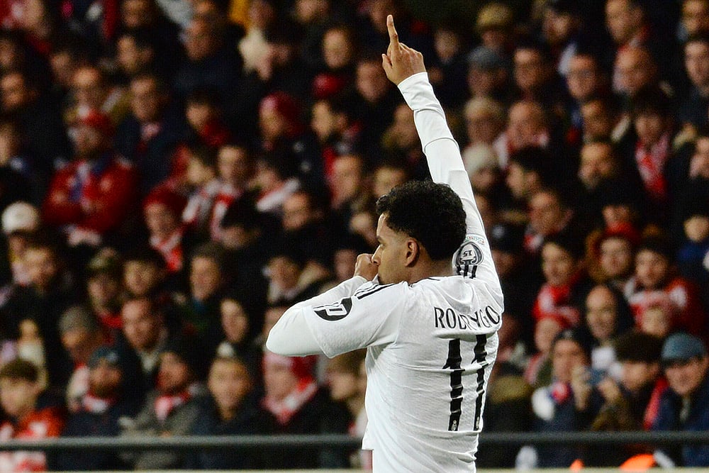 UEFA Champions League UCL soccer Real Madrid vs Brest FC match photo: Rodrygo