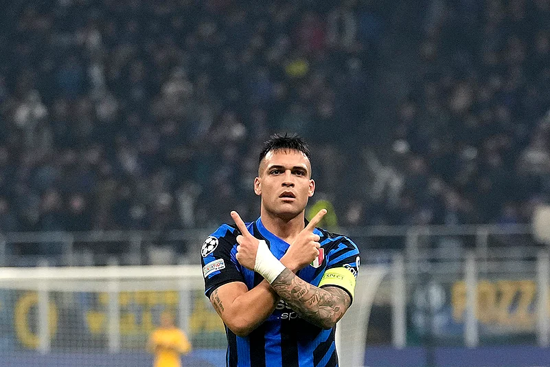 UEFA Champions League UCL soccer Inter Milan vs Monaco match photo: Lautaro Martinez