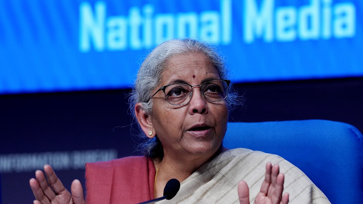 PTI Photo/Kamal Singh : Union Finance Minister Nirmala Sitharaman addresses a post-budget press conference, in New Delhi.