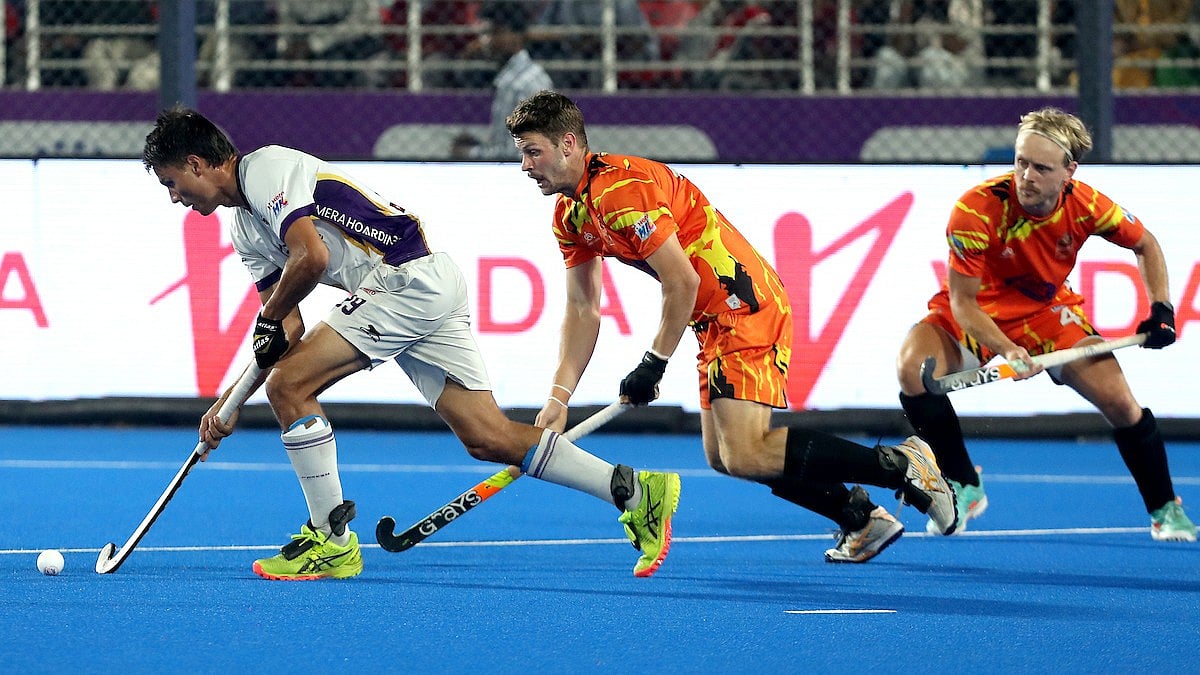 Photo: Hockey India League : Action from the Shrachi Rarh Bengal Tigers vs Hyderabad Toofans match.