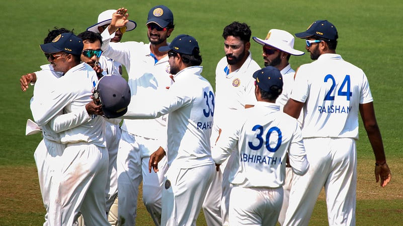 Mohammed Siraj celebrates wicket of Vidarbha Yash Rathod Ranji Trophy
