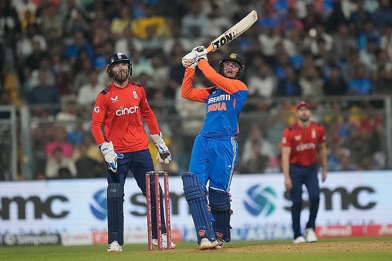 India Vs England Cricket IND vs ENG 5th T20I Photo from Mumbai: Abhishek Sharma