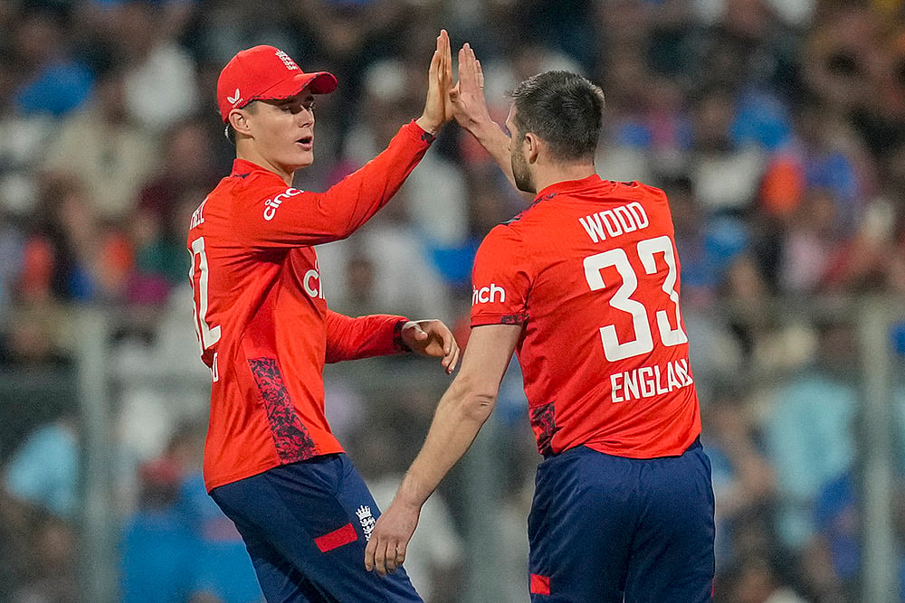 India Vs England Cricket IND vs ENG 5th T20I Photo from Mumbai: Mark Wood 