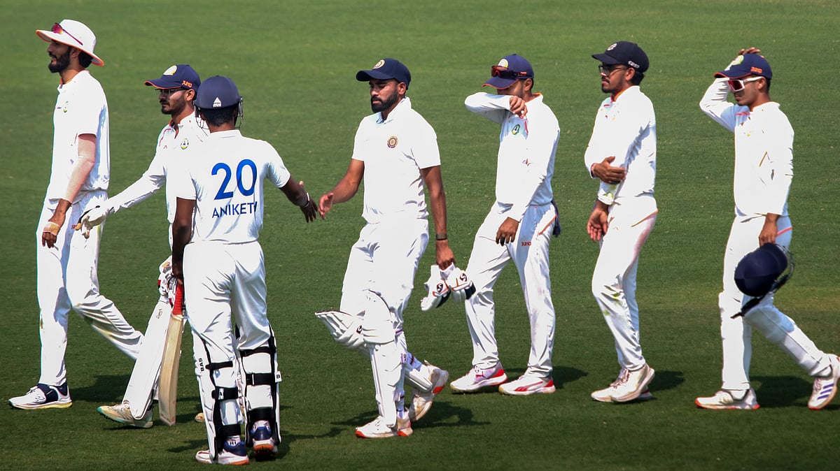 PTI : Vidarbha players after winning the Ranji Trophy match against Hyderabad in Nagpur.
