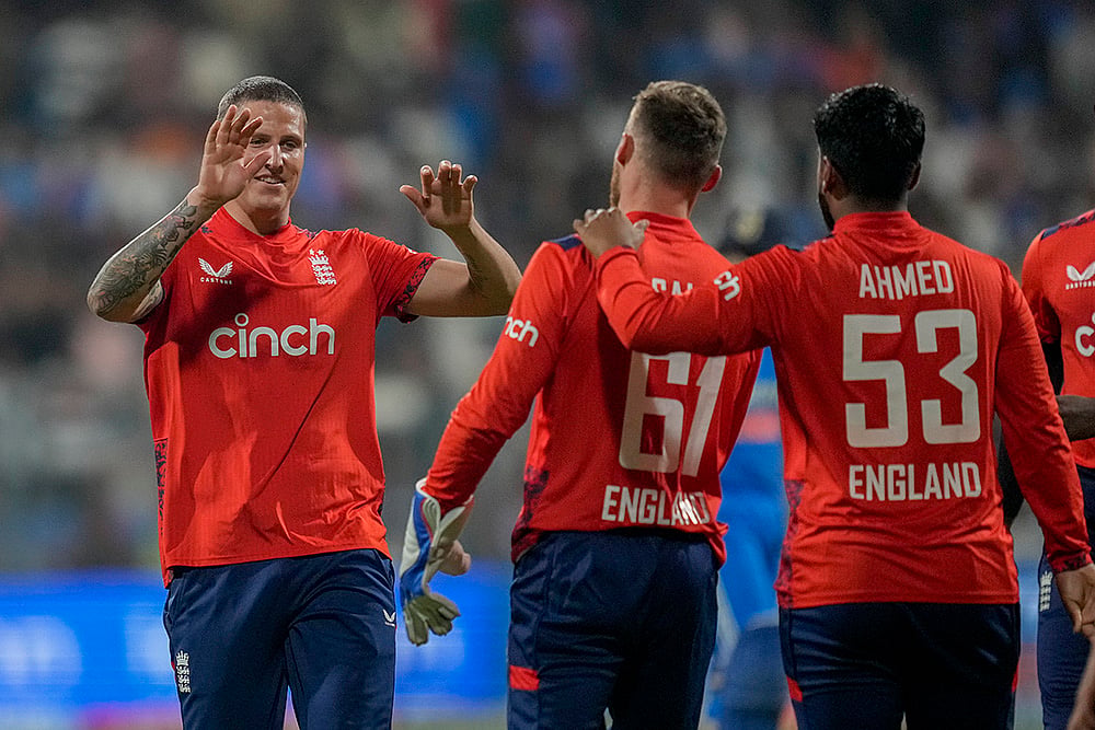 India Vs England Cricket IND vs ENG 5th T20I Photo from Mumbai: Brydon Carse