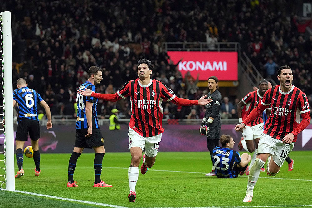 Italian Serie A soccer AC Milan vs Inter Milan match photo: Tijjani Reijnders