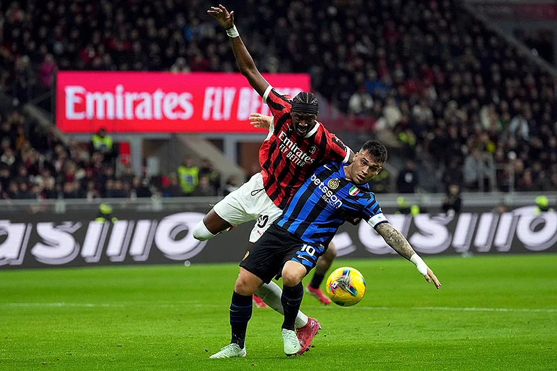 Italian Serie A soccer AC Milan vs Inter Milan match photo: Lautaro Martinez
