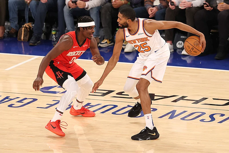 NBA basketball game New York Knicks vs Houston Rockets: Mikal Bridges