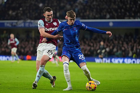 EPL 2024-25: West Ham's Andy Irving and Chelsea's Cole Palmer challenge for the ball