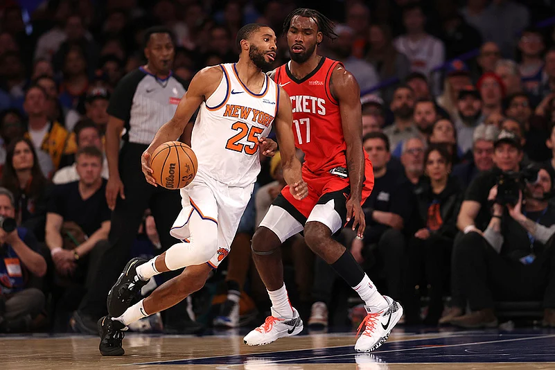 NBA basketball game New York Knicks vs Houston Rockets: Mikal Bridges