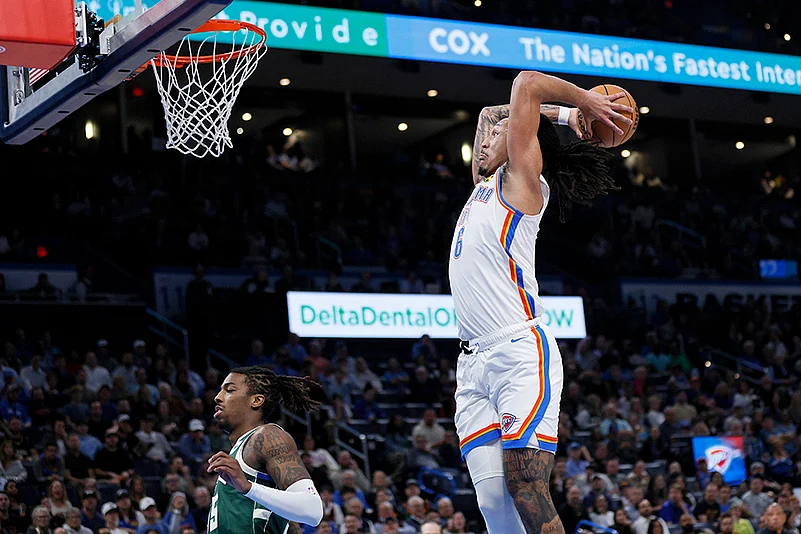 NBA basketball game Oklahoma City Thunder vs Milwaukee Bucks: Jaylin Williams