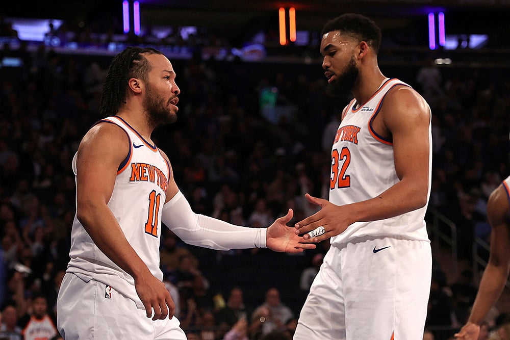 NBA basketball game New York Knicks vs Houston Rockets: Karl-Anthony Towns