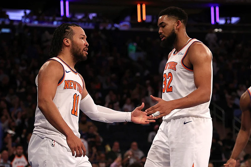NBA basketball game New York Knicks vs Houston Rockets: Karl-Anthony Towns