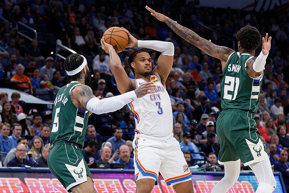 NBA basketball game Oklahoma City Thunder vs Milwaukee Bucks: Dillon Jones