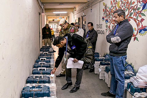 Delhi Polls 2025: Officials check Electronic Voting Machines