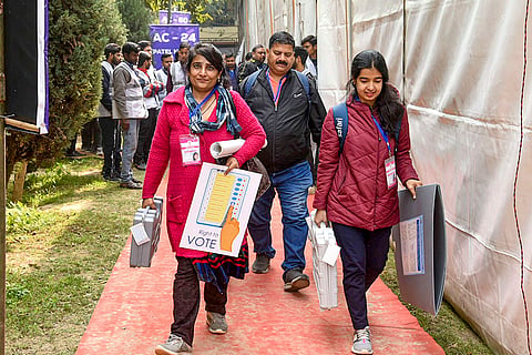 Delhi Polls 2025: Officials at distribution centre at Gole Market 