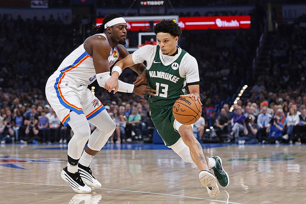 NBA basketball game Oklahoma City Thunder vs Milwaukee Bucks: Ryan Rollins
