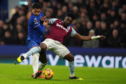 EPL 2024-25: West Ham's Mohammed Kudus and Chelsea's Levi Colwill challenge for the ball