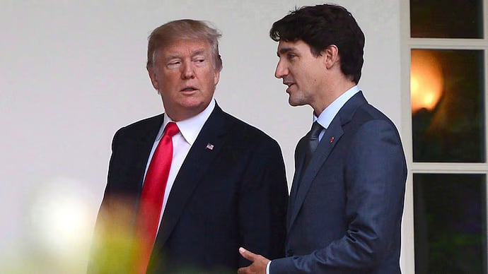 AP : US President Donald Trump with Canadian PM Justin Trudeau