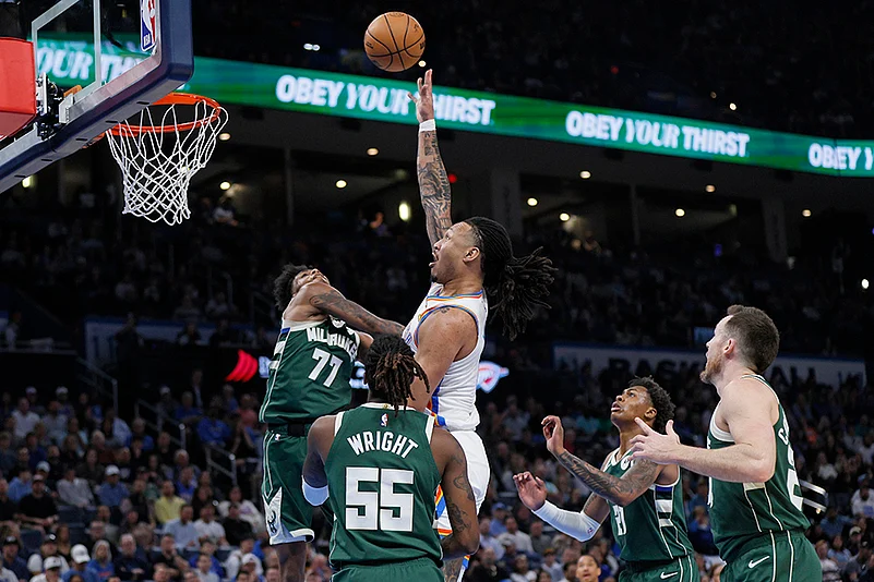 NBA basketball game Oklahoma City Thunder vs Milwaukee Bucks: Jaylin Williams