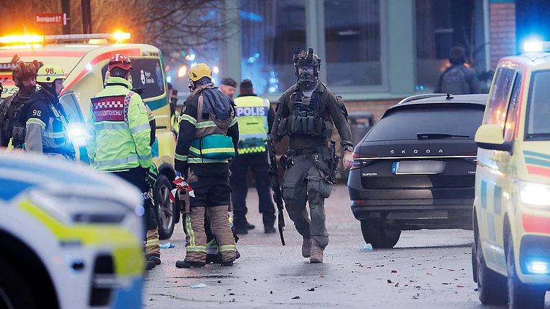 Emergency services deployed at Swedens Risbergska School after mass shooting