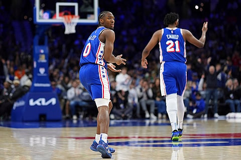NBA 2024-25: 76ers' Tyrese Maxey and Joel Embiid react 