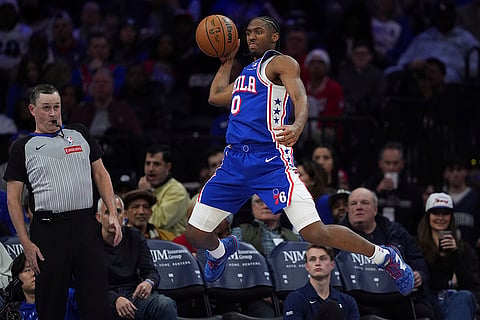 NBA 2024-25: 76ers' Tyrese Maxey saves a ball from going out of bounds 