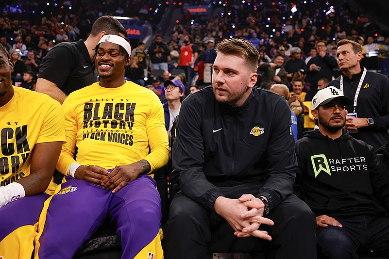 NBA basketball Luka Doncic introduced by Los Angeles Lakers