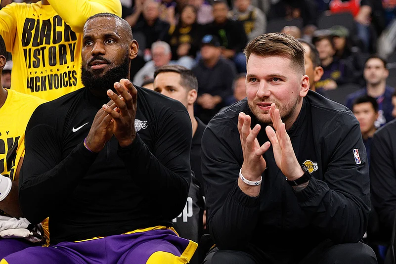 NBA basketball Luka Doncic introduced by Los Angeles Lakers