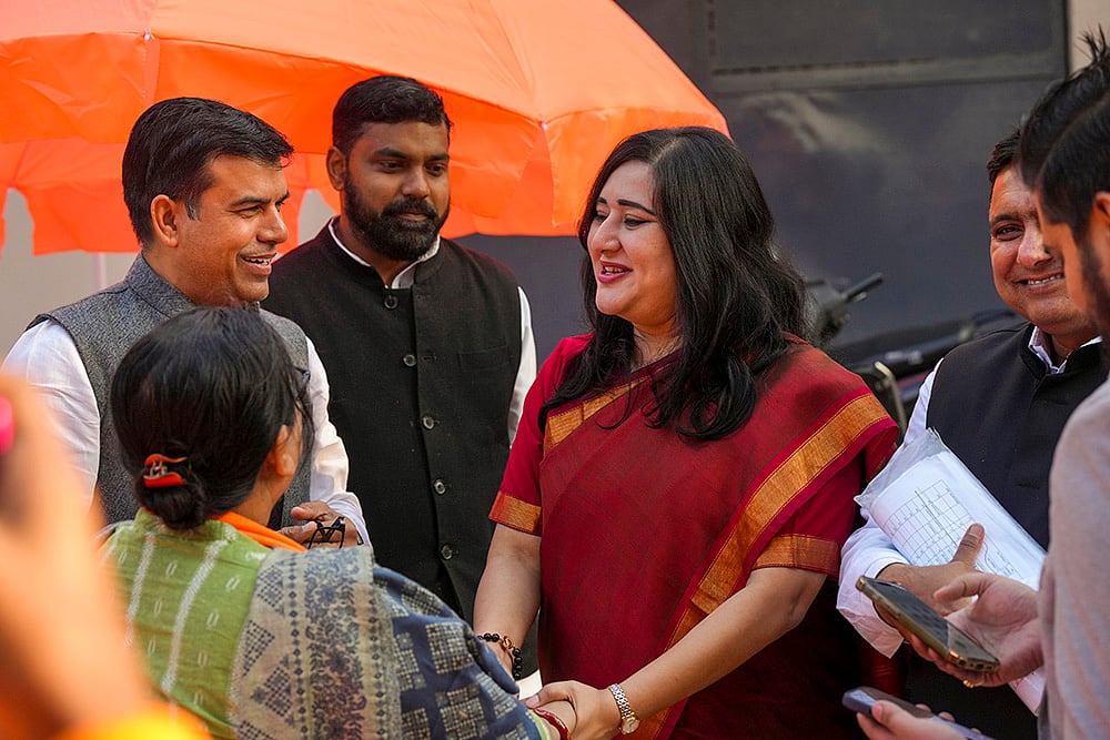 Delhi polls 2025: Bansuri Swaraj visits polling booth