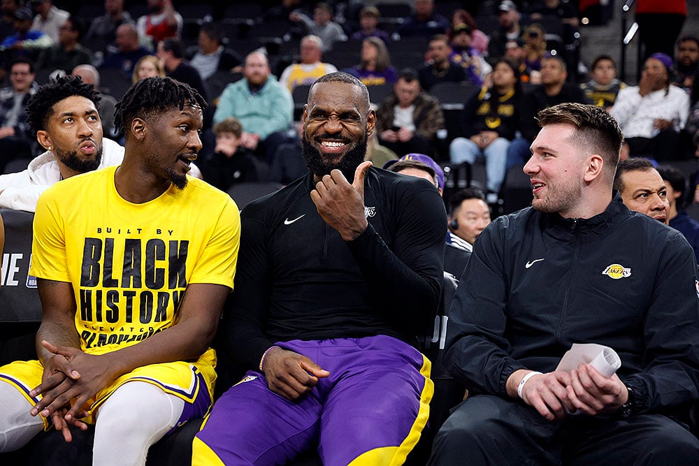 NBA basketball Luka Doncic introduced by Los Angeles Lakers