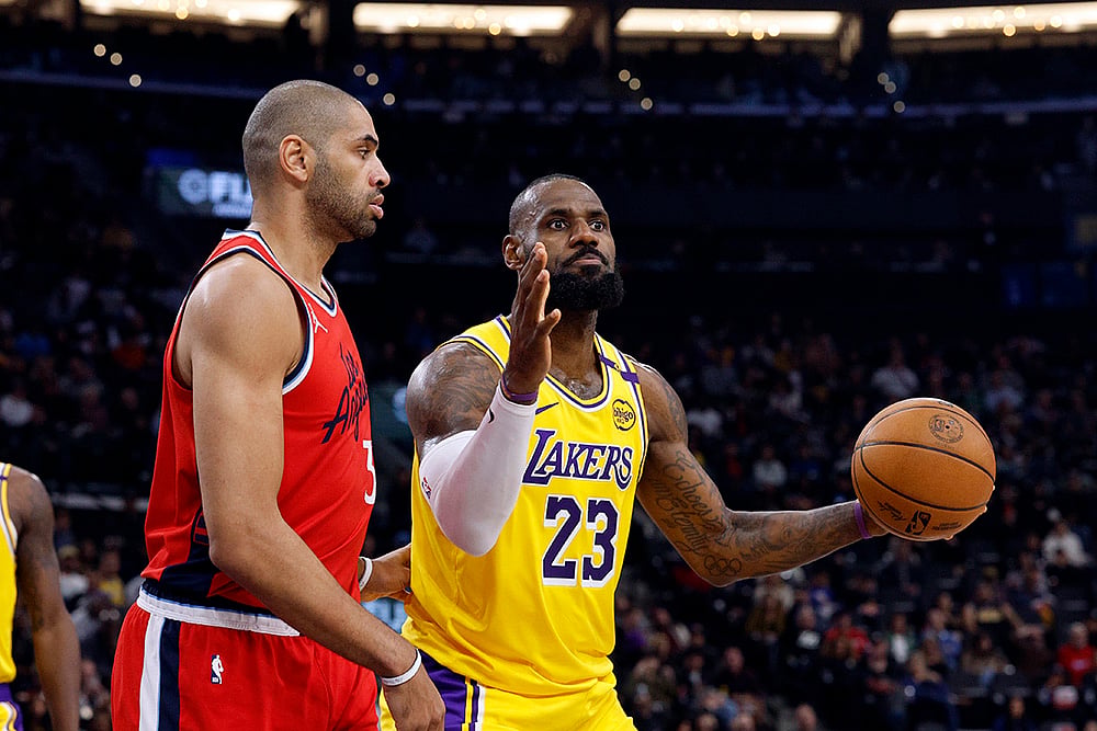 NBA basketball game Los Angeles Lakers vs Los Angeles Clippers: LeBron James 