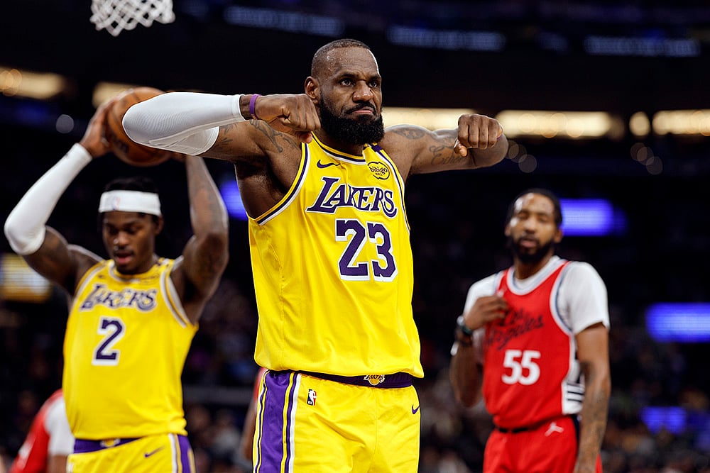 NBA basketball game Los Angeles Lakers vs Los Angeles Clippers: LeBron James 