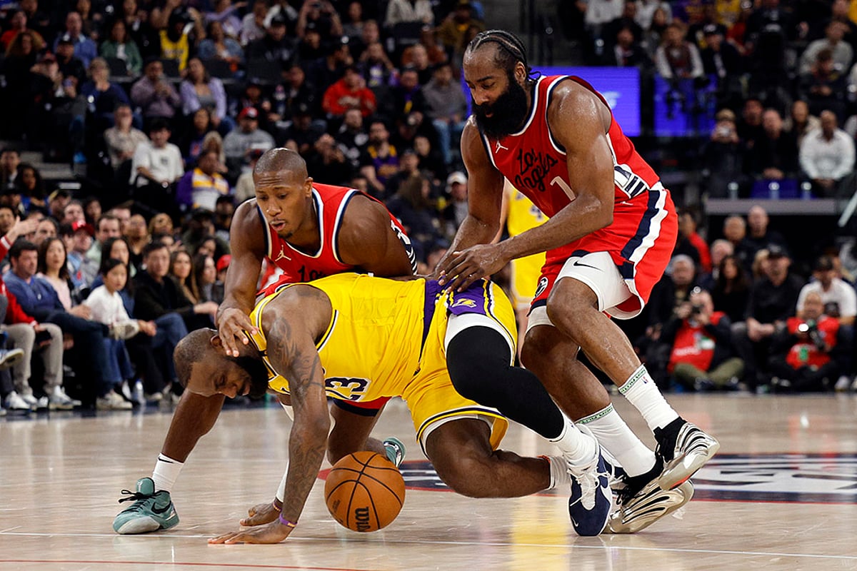 NBA basketball game Los Angeles Lakers vs Los Angeles Clippers: LeBron James