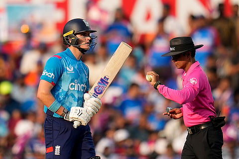 IND Vs ENG 1st ODI: England's Jacob Bethell celebrates after scoring fifty runs