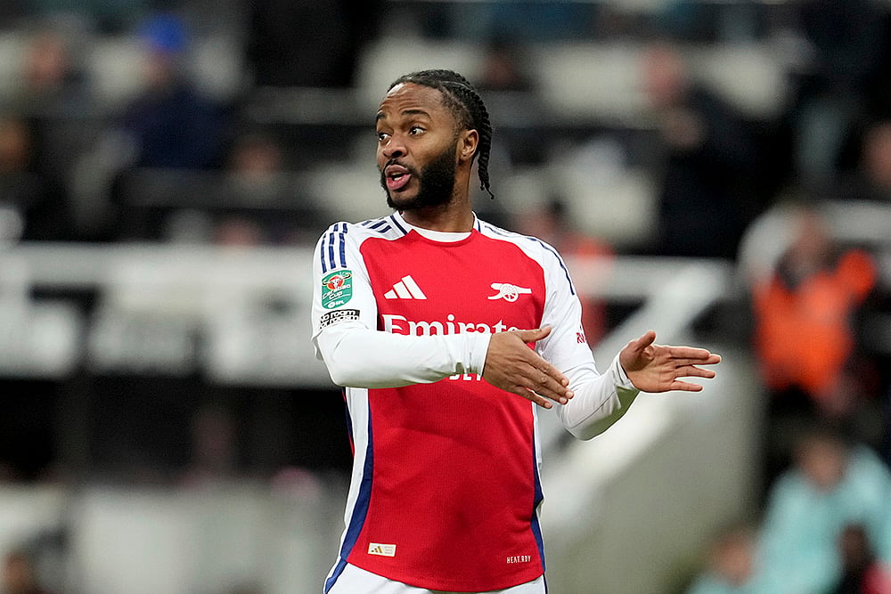 League Cup soccer semi final Newcastle United vs Arsenal match: Raheem Sterling