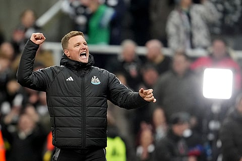 EFL Cup Semi-final: Newcastle's head coach Eddie Howe celebrates after the match