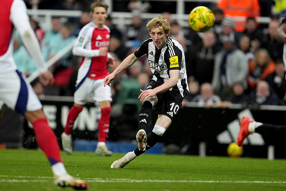 League Cup soccer semi final Newcastle United vs Arsenal match:  Anthony Gordon