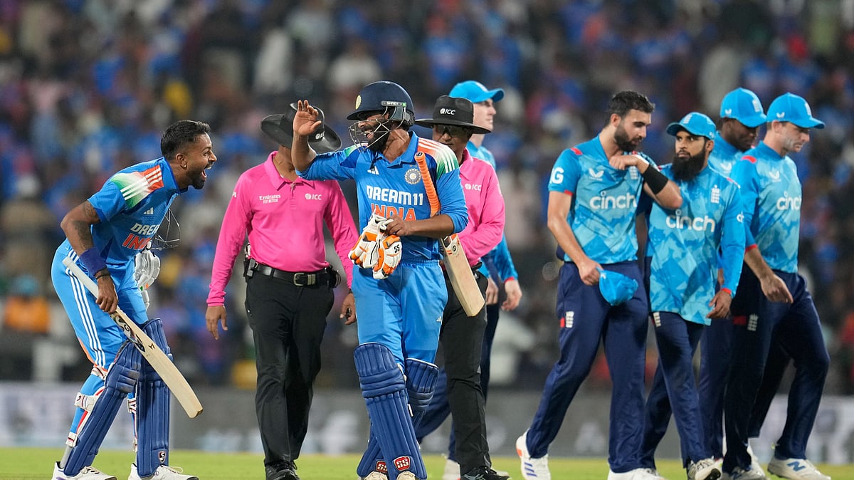 Indias Hardik Pandya, left, shares a laugh. AP Photo