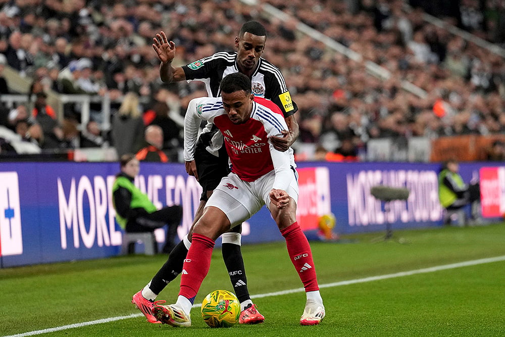 League Cup soccer semi final Newcastle United vs Arsenal match: Gabriel 