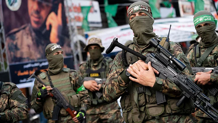 Hamas fighters in Gaza - AP