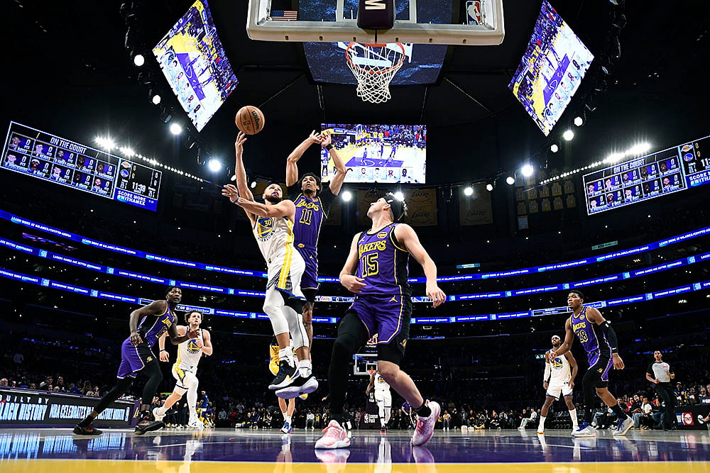 NBA Basketball Golden State Warriors vs Los Angeles Lakers game: Stephen Curry