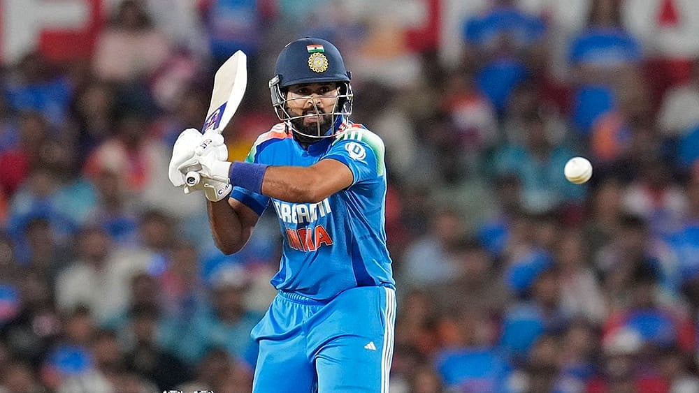 File : IND Vs ENG 1st ODI: India's Shreyas Iyer bats