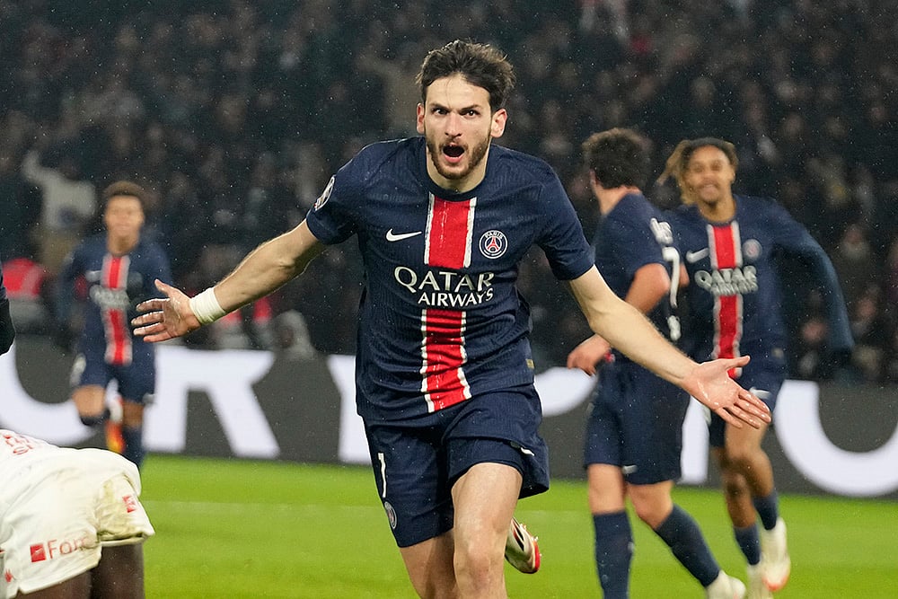 France Soccer League One Ligue 1 football PSG vs Monaco: Khvicha Kvaratskhelia