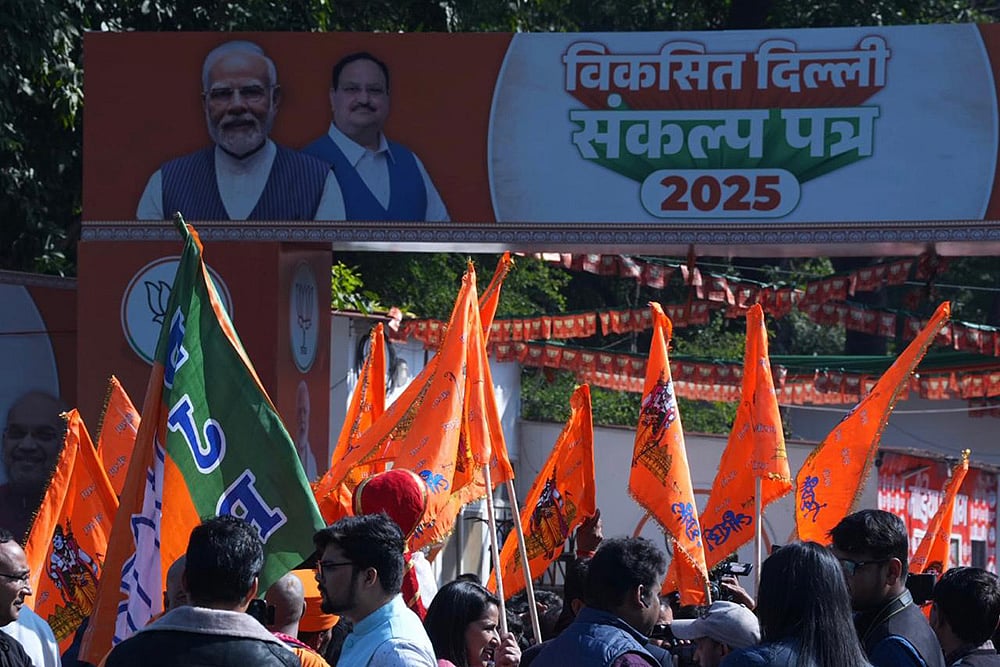 Delhi Assembly polls 2025 Counting Day: BJP supporters at the party office