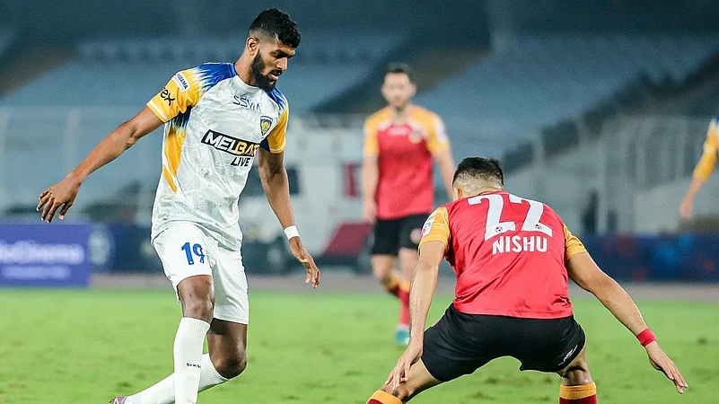 Irfan Yadwad in action for Chennaiyin FC against East Bengal FC.
