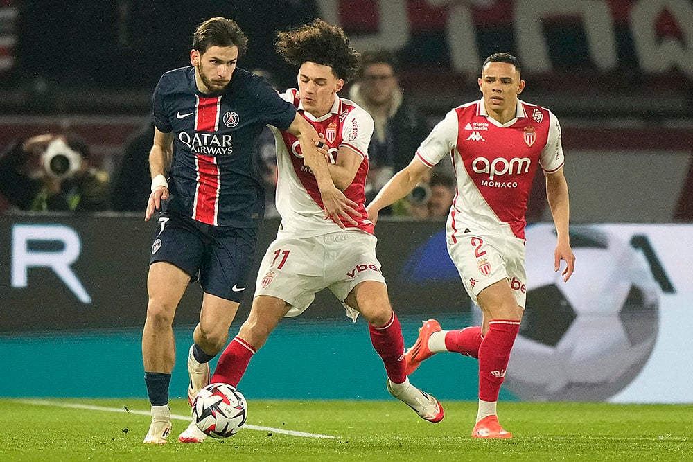France Soccer League One Ligue 1 football PSG vs Monaco: Maghnes Akliouche